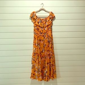 Off the shoulder chiffon maxi dress